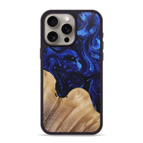 iPhone 15 Pro Max Wood+Resin Phone Case - Cheryl (Blue, 697479) Hot on Sale