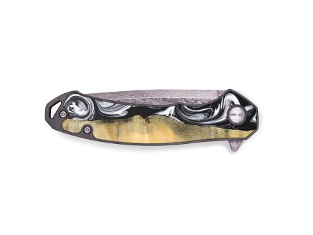 EDC Wood+Resin Pocket Knife - Yasmin (Black & White, 695003) on Sale