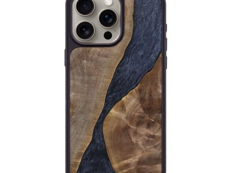 iPhone 15 Pro Max Wood+Resin Phone Case - Elisabeth (Pure Black, 696530) Cheap