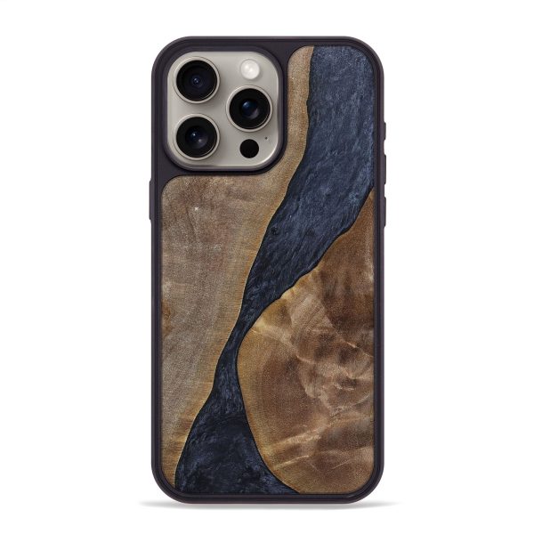 iPhone 15 Pro Max Wood+Resin Phone Case - Elisabeth (Pure Black, 696530) Cheap