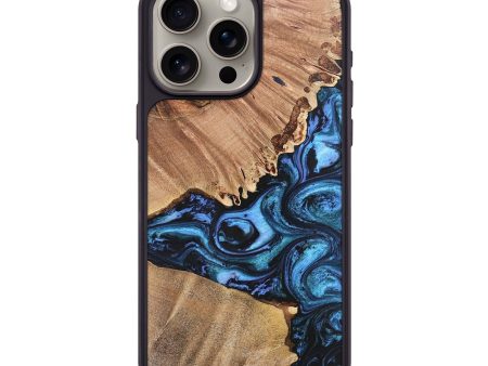 iPhone 15 Pro Max Wood+Resin Phone Case - Madeline (Blue, 697263) Cheap