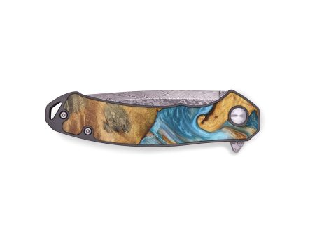 EDC Wood+Resin Pocket Knife - Dayanara (Teal & Gold, 696269) Online