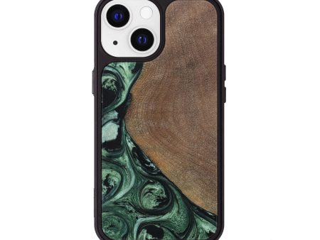 iPhone 13 Wood+Resin Phone Case - Bart (Green, 694837) Online Sale