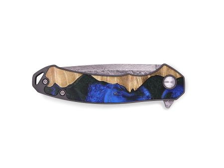 EDC Wood+Resin Pocket Knife - April (Blue, 696927) Cheap