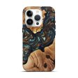 iPhone 15 Pro Wood+Resin Live Edge Phone Case - Willie (Teal & Gold, 695397) For Cheap