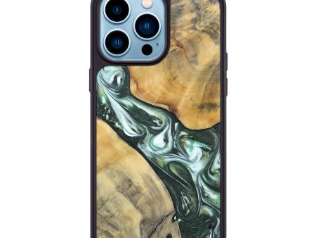 iPhone 14 Pro Max Wood+Resin Phone Case - Cameron (Green, 696470) Online now