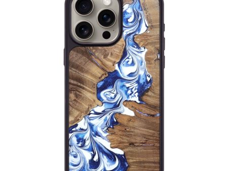 iPhone 15 Pro Max Wood+Resin Phone Case - Martha (Blue, 695615) Online