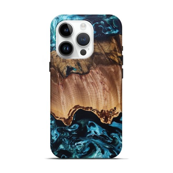 iPhone 15 Pro Wood+Resin Live Edge Phone Case - Ricardo (Blue, 696151) Online Hot Sale