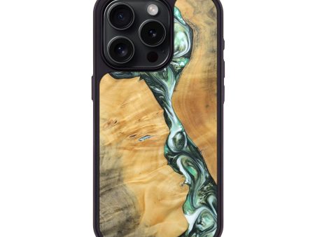 iPhone 15 Pro Wood+Resin Phone Case - Ana (Green, 696468) For Cheap