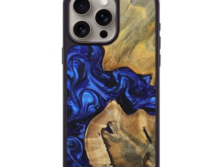 iPhone 15 Pro Max Wood+Resin Phone Case - Guadalupe (Blue, 697489) Fashion