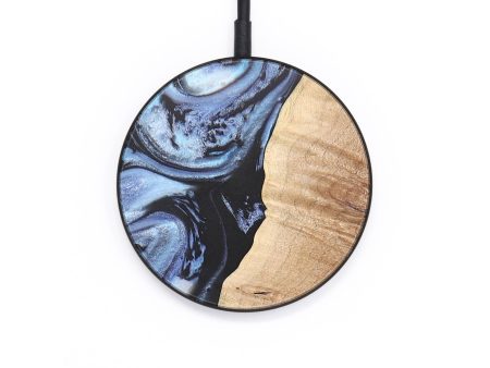 Circle Wood+Resin Wireless Charger - Addie (Blue, 696909) For Sale