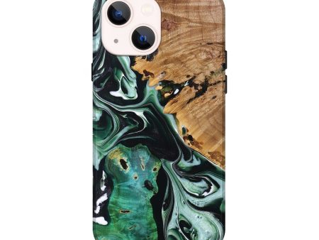 iPhone 14 Wood+Resin Live Edge Phone Case - Rosalie (Green, 694383) Online now