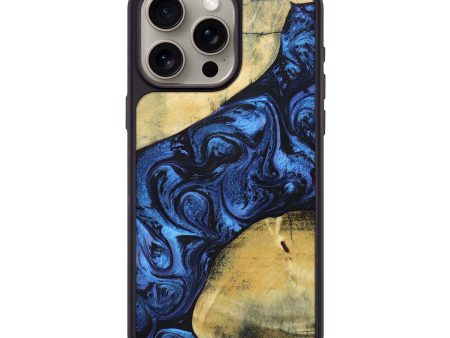 iPhone 15 Pro Max Wood+Resin Phone Case - Nicolette (Blue, 695215) Supply