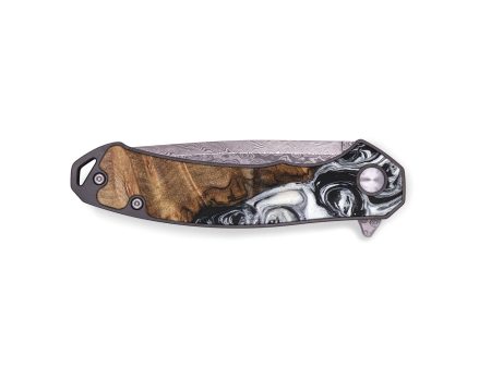 EDC Wood+Resin Pocket Knife - Carroll (Black & White, 696429) For Cheap