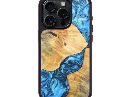 iPhone 15 Pro Wood+Resin Phone Case - Travis (Blue, 697264) For Discount