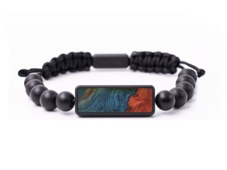 Onyx Bead Wood+Resin Bracelet - Ebony (Teal & Gold, 699251) For Cheap