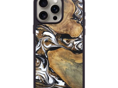 iPhone 15 Pro Max Wood+Resin Phone Case - Shaniqua (Black & White, 697499) For Sale