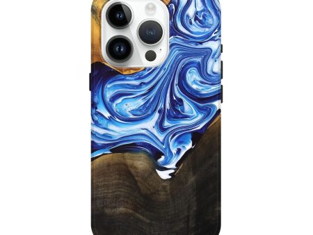 iPhone 15 Pro Wood+Resin Live Edge Phone Case - Adalyn (Blue, 696779) Online Sale