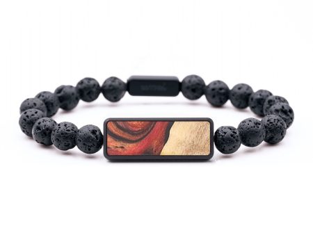 Lava Bead Wood+Resin Bracelet - Celia (Red, 694698) Sale