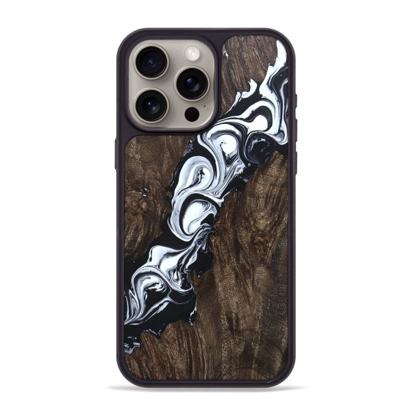 iPhone 15 Pro Max Wood+Resin Phone Case - Nadia (Black & White, 694299) Online Sale