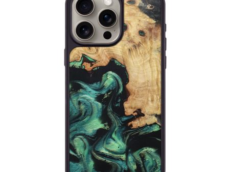 iPhone 15 Pro Max Wood+Resin Phone Case - Krista (Green, 694156) For Cheap