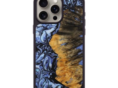 iPhone 15 Pro Max Wood+Resin Phone Case - Eli (Blue, 699419) For Cheap