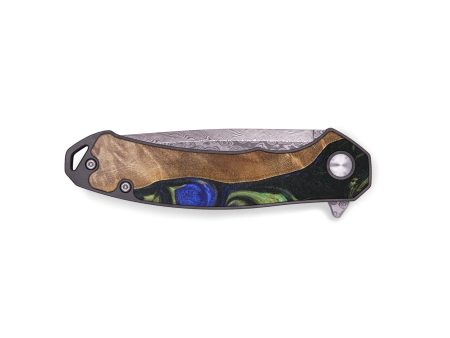 EDC Wood+Resin Pocket Knife - Rudolph (Green, 695781) For Sale