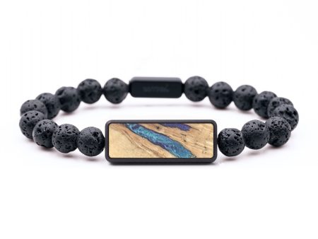 Lava Bead Wood+Resin Bracelet - Jade (Blue, 694436) Supply