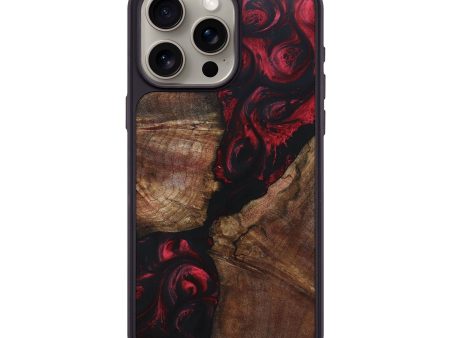 iPhone 15 Pro Max Wood+Resin Phone Case - Rhonda (Red, 695239) For Sale