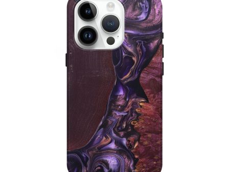 iPhone 15 Pro Wood+Resin Live Edge Phone Case - Pam (Purple, 696845) For Sale