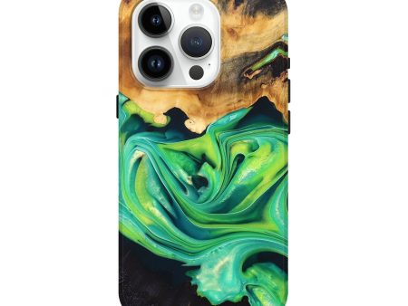 iPhone 15 Pro Wood+Resin Live Edge Phone Case - Atlas (Green, 696423) Online now