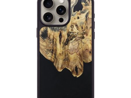 iPhone 15 Pro Max Wood+Resin Phone Case - Gretchen (Pure Black, 697060) Fashion