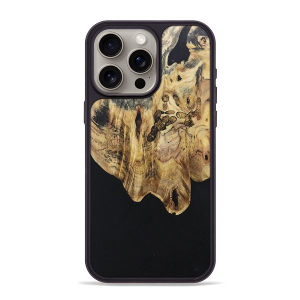 iPhone 15 Pro Max Wood+Resin Phone Case - Gretchen (Pure Black, 697060) Fashion