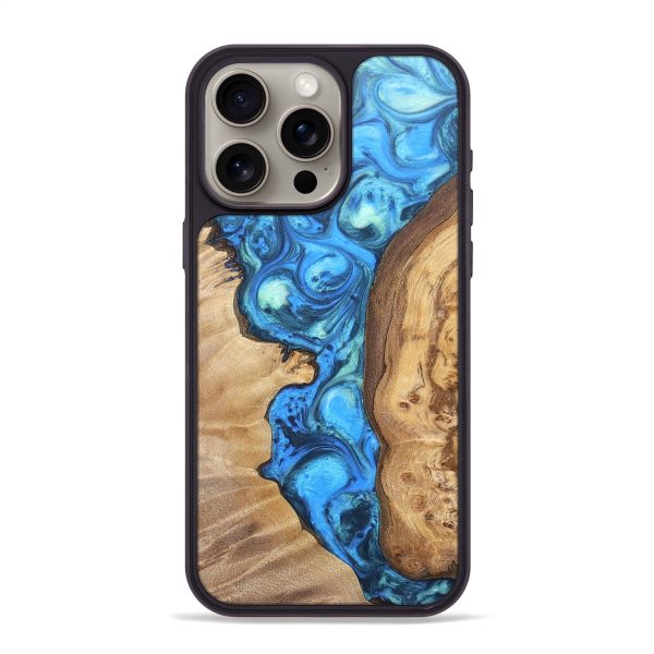 iPhone 15 Pro Max Wood+Resin Phone Case - Harmony (Blue, 697274) Hot on Sale