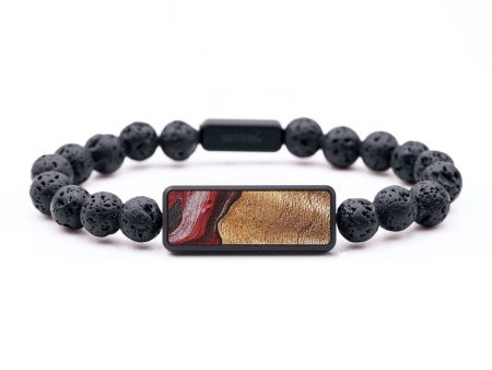 Lava Bead Wood+Resin Bracelet - Iesha (Red, 699303) For Sale