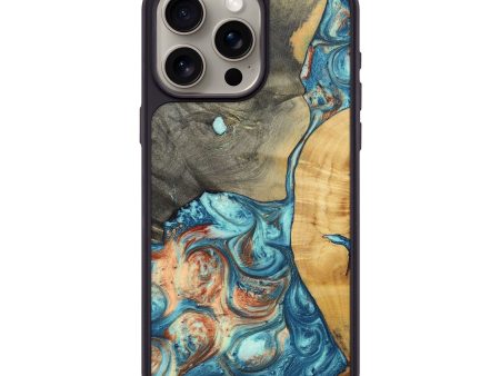 iPhone 15 Pro Max Wood+Resin Phone Case - Maverick (Teal & Gold, 696388) Sale