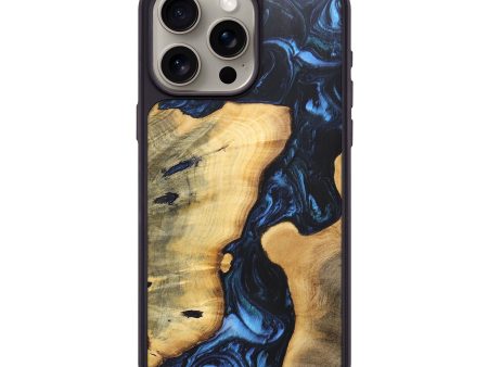 iPhone 15 Pro Max Wood+Resin Phone Case - Ethel (Blue, 697269) Online now