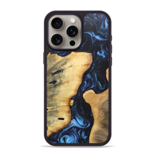 iPhone 15 Pro Max Wood+Resin Phone Case - Ethel (Blue, 697269) Online now