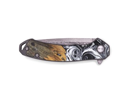 EDC Wood+Resin Pocket Knife - Cassidy (Black & White, 695002) Cheap