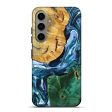 Galaxy S24 Plus Wood+Resin Live Edge Phone Case - Allie (Blue, 694400) For Sale