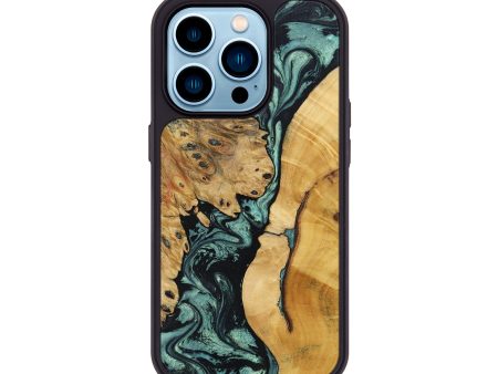 iPhone 14 Pro Wood+Resin Phone Case - Nolan (Green, 694820) Online Hot Sale