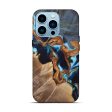 iPhone 14 Pro Wood+Resin Live Edge Phone Case - Drake (Teal & Gold, 697340) Sale