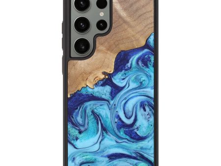 Galaxy S23 Ultra Wood+Resin Phone Case - Abel (Blue, 697029) Fashion