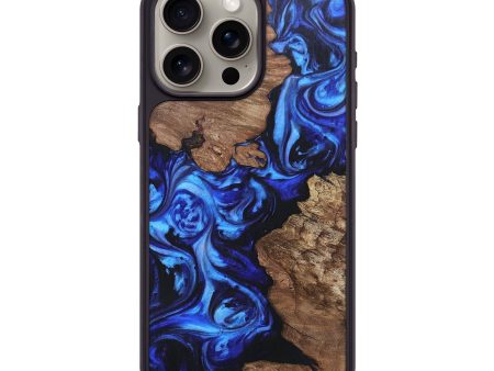 iPhone 15 Pro Max Wood+Resin Phone Case - Juniper (Blue, 695600) For Cheap