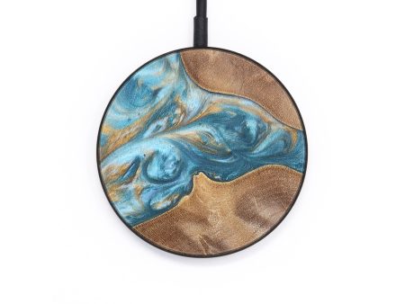 Circle Wood+Resin Wireless Charger - Yolanda (Teal & Gold, 695737) Sale