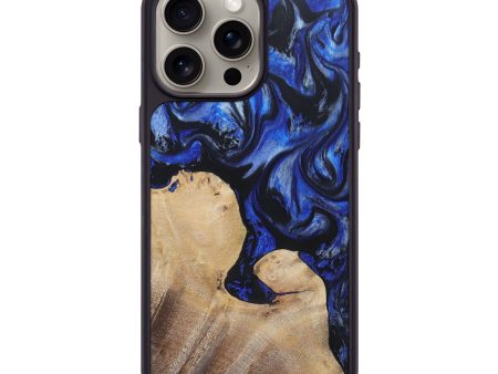 iPhone 15 Pro Max Wood+Resin Phone Case - Nicolette (Blue, 697484) Online Sale