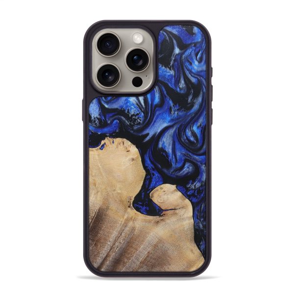 iPhone 15 Pro Max Wood+Resin Phone Case - Nicolette (Blue, 697484) Online Sale