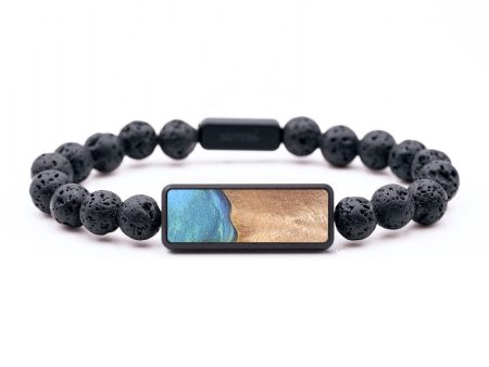 Lava Bead Wood+Resin Bracelet - Athena (Blue, 694645) Supply