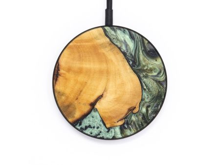 Circle Wood+Resin Wireless Charger - Betty (Green, 696214) on Sale