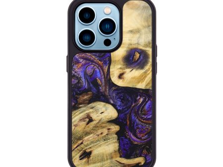 iPhone 14 Pro Wood+Resin Phone Case - Thomas (Purple, 696961) For Sale